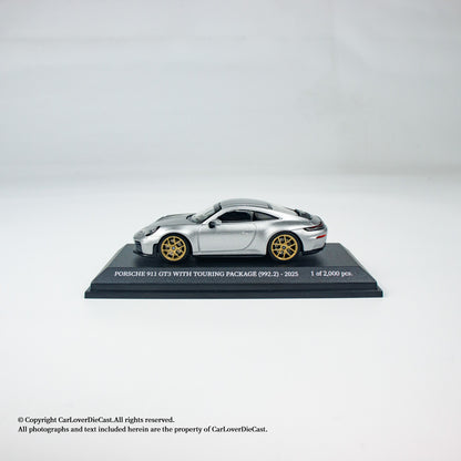 MINICHAMPS 1:64 PORSCHE 911 (992.2) GT3 TOURING - 2025 - SILVER METALLIC - EXCLUSIVE FOR CLDC