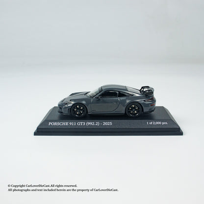 MINICHAMPS 1:64 PORSCHE 911 (992.2) GT3-2025-GREY W WEISSACH PACKAGE - EXCLUSIVE FOR CLDC