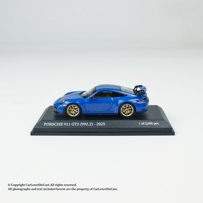 MINICHAMPS 1:64 PORSCHE 911 (992.2) GT3-2025-BLUE W WEISSACH PACKAGE - EXCLUSIVE FOR CLDC