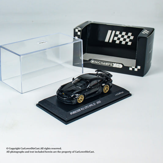 MINICHAMPS 1:64 PORSCHE 911 (992.2) GT3-2025-BLACK W WEISSACH PACKAGE - EXCLUSIVE FOR CLDC