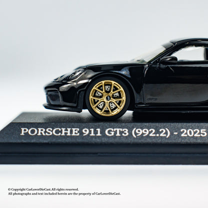 MINICHAMPS 1:64 PORSCHE 911 (992.2) GT3-2025-BLACK W WEISSACH PACKAGE - EXCLUSIVE FOR CLDC