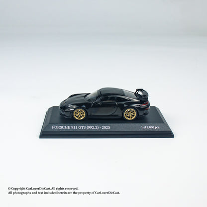 MINICHAMPS 1:64 PORSCHE 911 (992.2) GT3-2025-BLACK W WEISSACH PACKAGE - EXCLUSIVE FOR CLDC