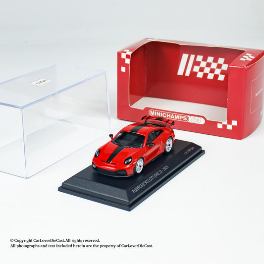 MINICHAMPS 1:64 PORSCHE 911 (992.2) GT3-2025-RED W WEISSACH PACKAGE - EXCLUSIVE FOR CLDC
