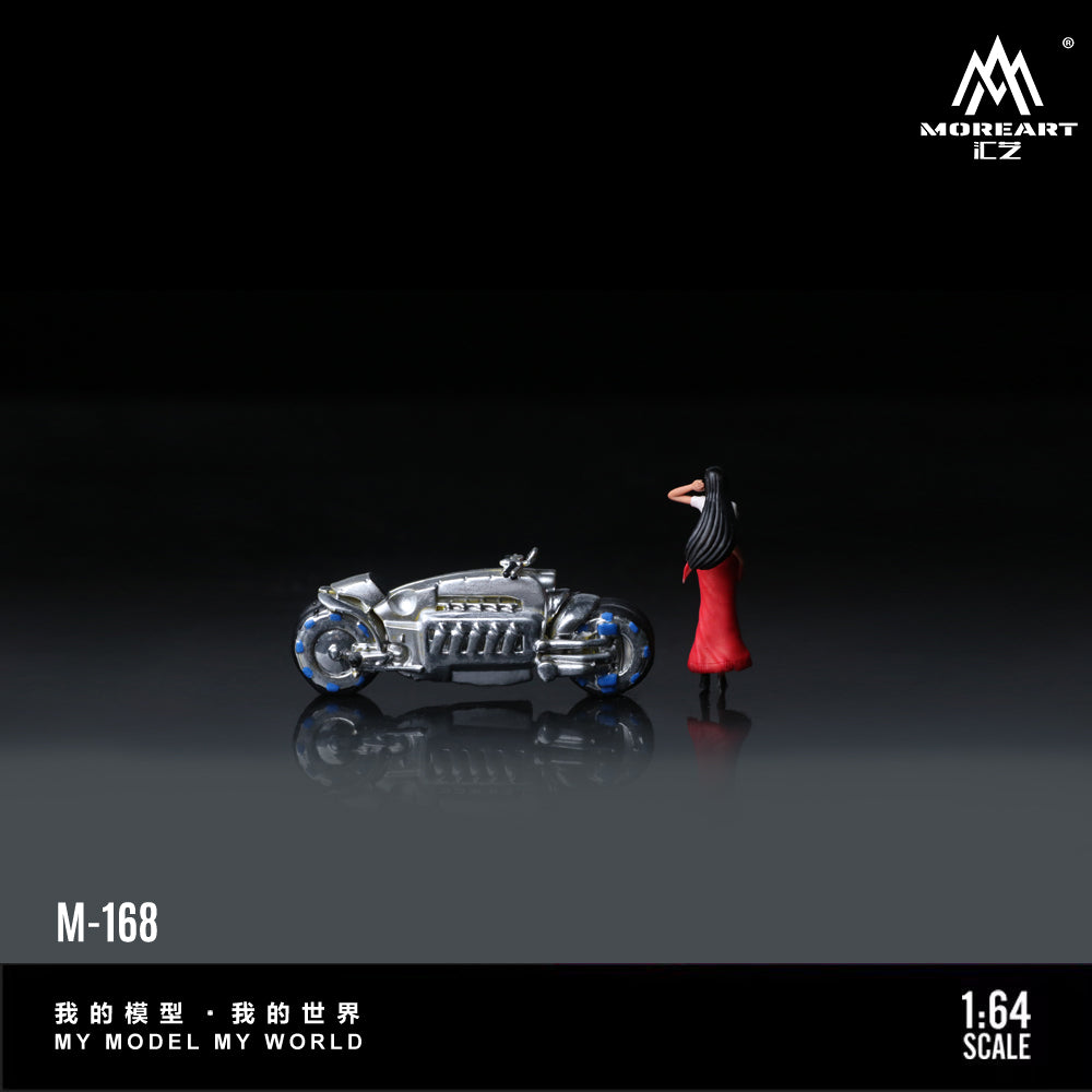 MoreArt 1:64 Dodge Tomahawk Silver Motorcycle Girl Doll Set (1 Motorcycle + 1 Figure)