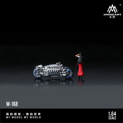 MoreArt 1:64 Dodge Tomahawk Silver Motorcycle Girl Doll Set (1 Motorcycle + 1 Figure)