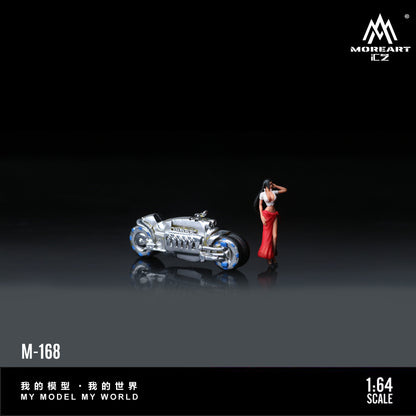 MoreArt 1:64 Dodge Tomahawk Silver Motorcycle Girl Doll Set (1 Motorcycle + 1 Figure)