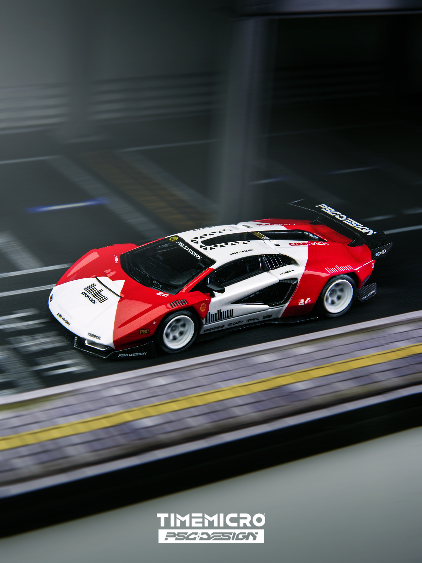 Time Micro X PSC Design 1:64 Lamborghini Countach V Engineer Marlboro Edition in Premium Box Packaging