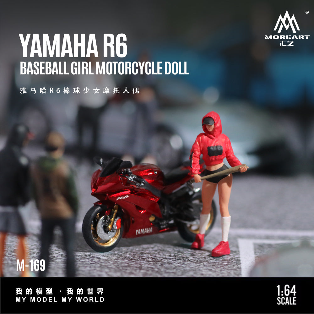 MoreArt 1:64 Yamaha R6 Baseball Girl Motorcycle Doll Set (1 Motorcycle + 1 Figure)
