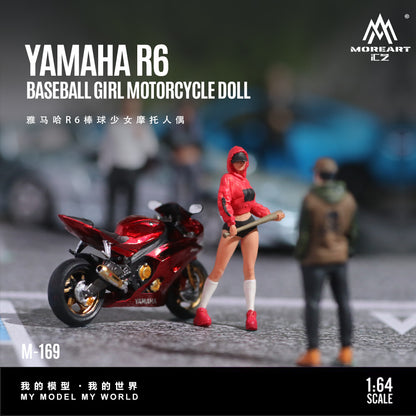 MoreArt 1:64 Yamaha R6 Baseball Girl Motorcycle Doll Set (1 Motorcycle + 1 Figure)