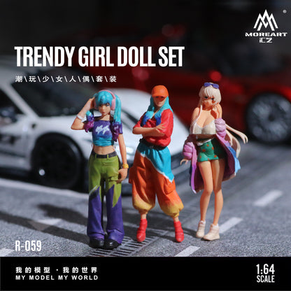 MoreArt 1:64 Trendy Girls Doll Set (3 Figures Set)