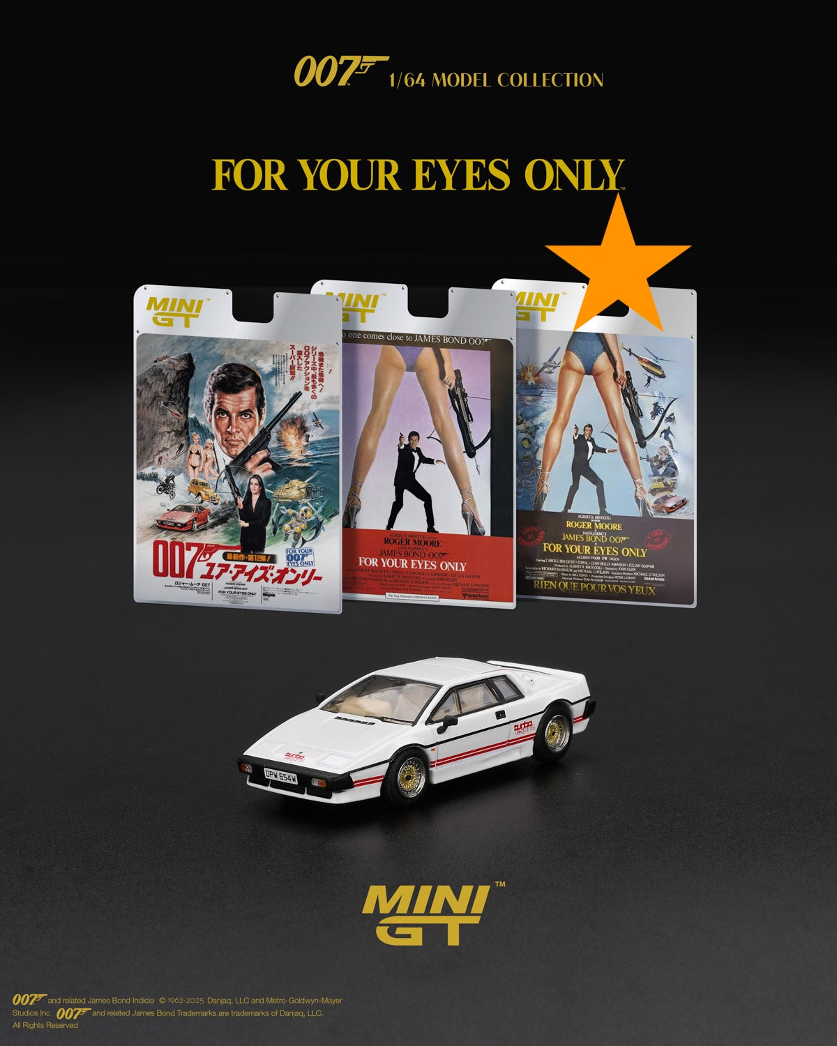 Mini GT 1:64 Lotus Esprit Turbo White "For Your Eyes Only" in Blaster Packaging French Version (MGT00907-007F)