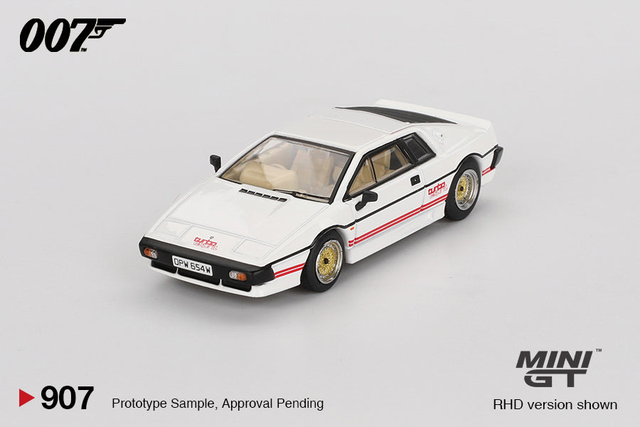 Mini GT 1:64 Lotus Esprit Turbo White "For Your Eyes Only" in Blaster Packaging French Version (MGT00907-007F)