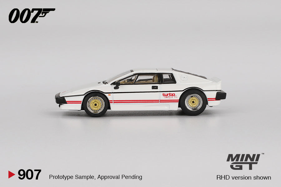Mini GT 1:64 Lotus Esprit Turbo White "For Your Eyes Only" in Blaster Packaging French Version (MGT00907-007F)