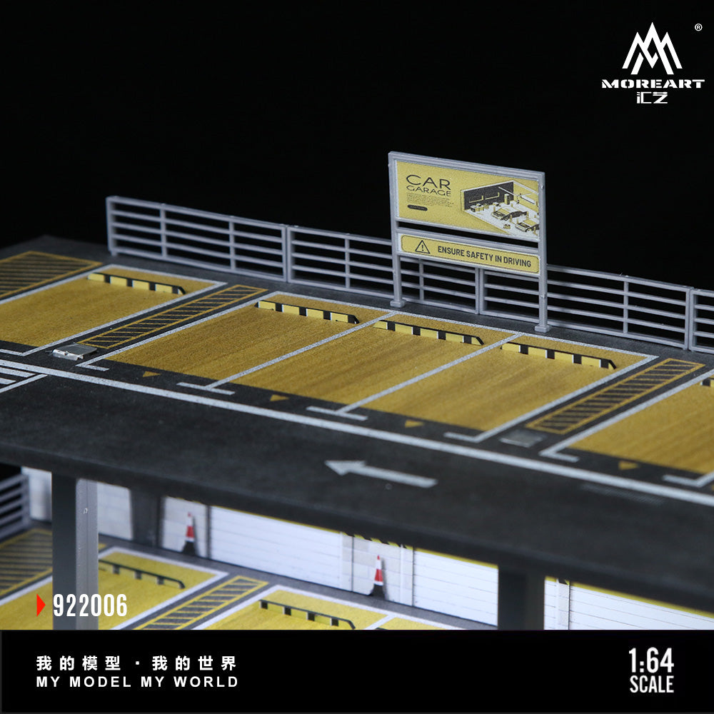 MoreArt 1:64 American Style Steel Frame 4 Levels Garage Parking Lot LED Light Scene Diorama Model