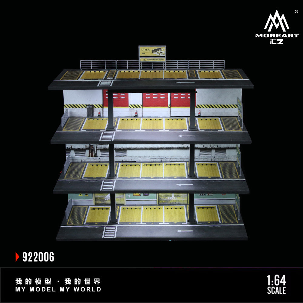 MoreArt 1:64 American Style Steel Frame 4 Levels Garage Parking Lot LED Light Scene Diorama Model