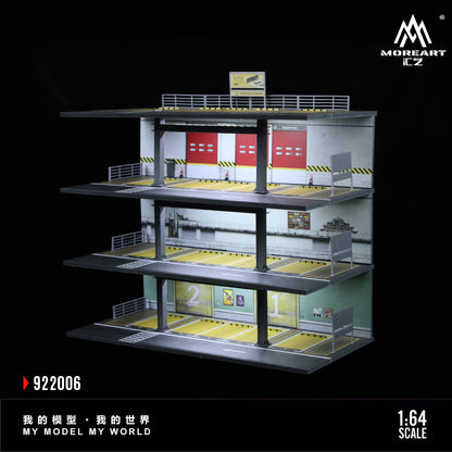 MoreArt 1:64 American Style Steel Frame 4 Levels Garage Parking Lot LED Light Scene Diorama Model