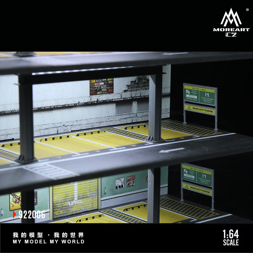 MoreArt 1:64 American Style Steel Frame 4 Levels Garage Parking Lot LED Light Scene Diorama Model