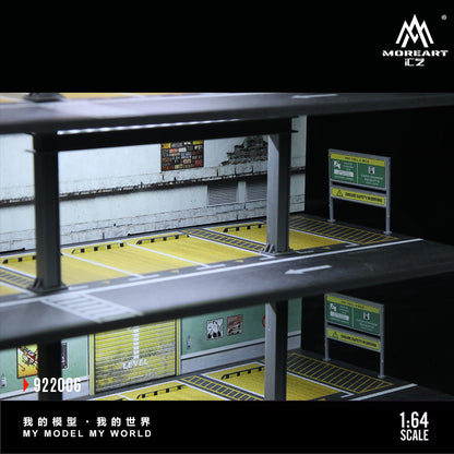 MoreArt 1:64 American Style Steel Frame 4 Levels Garage Parking Lot LED Light Scene Diorama Model