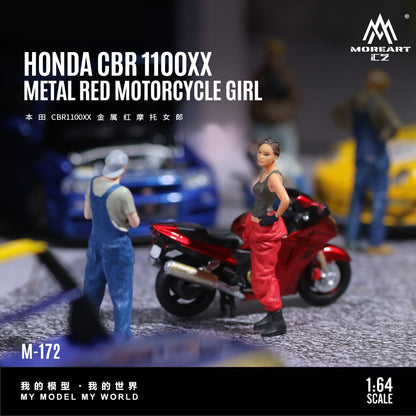 MoreArt 1:64 Honda CBR 1100XX Metal Red Motorcycle Doll Set (1 Motorcycle + 1 Figure)