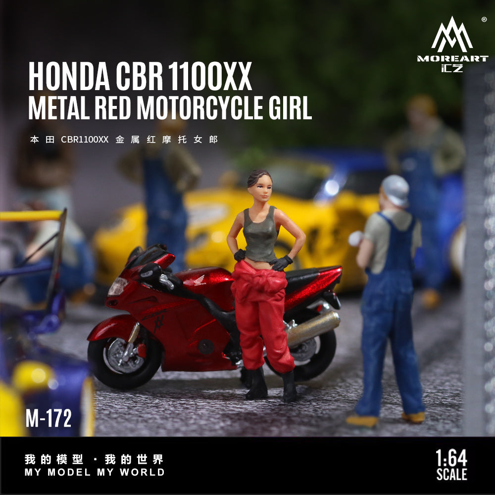 MoreArt 1:64 Honda CBR 1100XX Metal Red Motorcycle Doll Set (1 Motorcycle + 1 Figure)