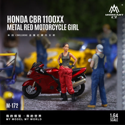 MoreArt 1:64 Honda CBR 1100XX Metal Red Motorcycle Doll Set (1 Motorcycle + 1 Figure)