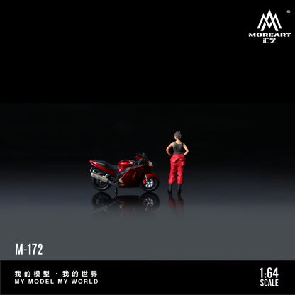 MoreArt 1:64 Honda CBR 1100XX Metal Red Motorcycle Doll Set (1 Motorcycle + 1 Figure)