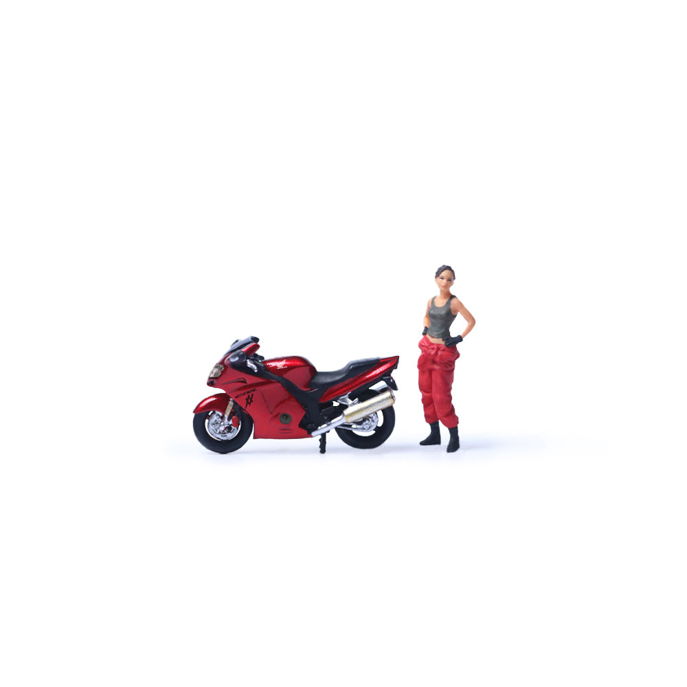 MoreArt 1:64 Honda CBR 1100XX Metal Red Motorcycle Doll Set (1 Motorcycle + 1 Figure)
