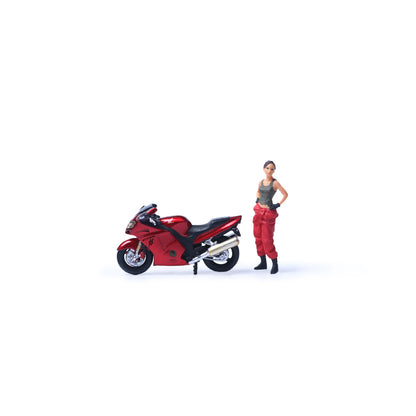MoreArt 1:64 Honda CBR 1100XX Metal Red Motorcycle Doll Set (1 Motorcycle + 1 Figure)