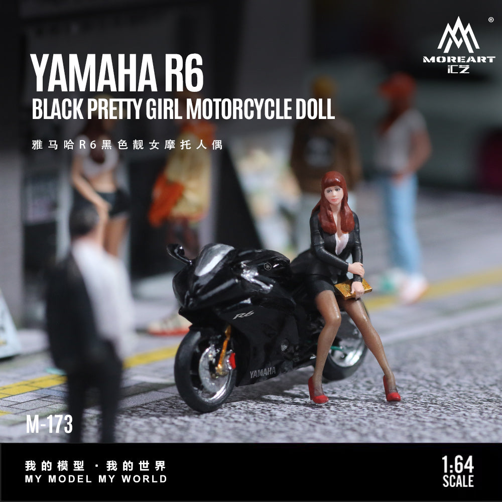 MoreArt 1:64 Yamaha R6 Black Pretty Girl Motorcycle Doll Set (1 Motorcycle + 1 Figure)