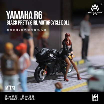 MoreArt 1:64 Yamaha R6 Black Pretty Girl Motorcycle Doll Set (1 Motorcycle + 1 Figure)