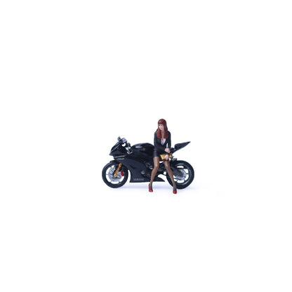 MoreArt 1:64 Yamaha R6 Black Pretty Girl Motorcycle Doll Set (1 Motorcycle + 1 Figure)