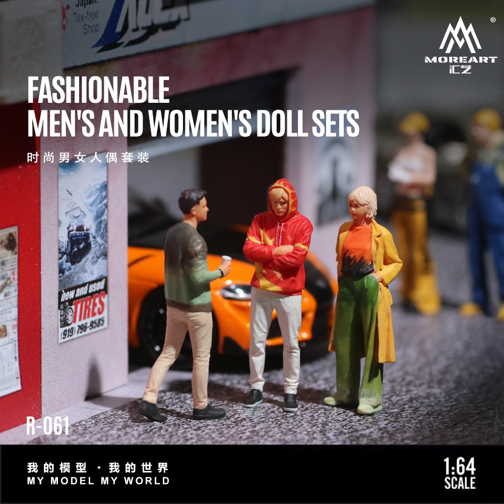 MoreArt 1:64 Fashionable Men and Women Doll Set (3 Figures Set)