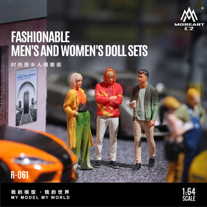 MoreArt 1:64 Fashionable Men and Women Doll Set (3 Figures Set)
