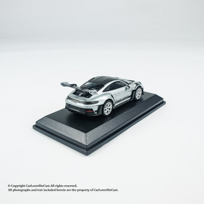 MINICHAMPS 1:64 PORSCHE 911 (992) GT3 RS - 2024 - FISHSILVER METALLIC W WEISSACH  - EXCLUSIVE FOR CLDC