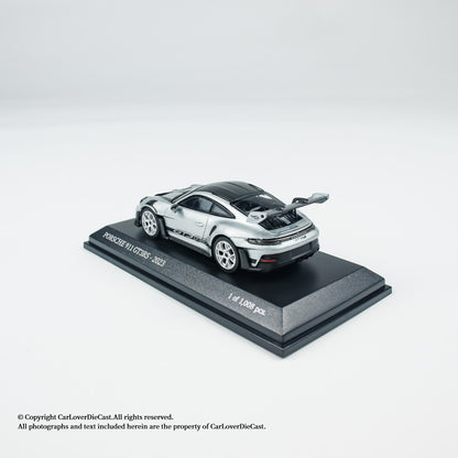 MINICHAMPS 1:64 PORSCHE 911 (992) GT3 RS - 2024 - FISHSILVER METALLIC W WEISSACH  - EXCLUSIVE FOR CLDC