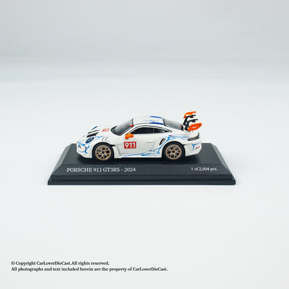 MINICHAMPS 1:64 PORSCHE 911 (992) GT3 RS - 2024 - WHITE W ORANGE ACCENTS - EXCLUSIVE FOR CLDC