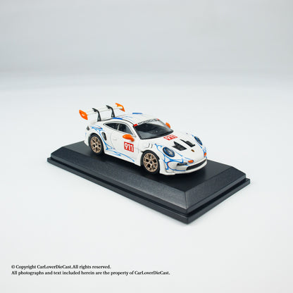MINICHAMPS 1:64 PORSCHE 911 (992) GT3 RS - 2024 - WHITE W ORANGE ACCENTS - EXCLUSIVE FOR CLDC