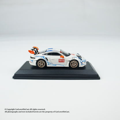 MINICHAMPS 1:64 PORSCHE 911 (992) GT3 RS - 2024 - WHITE W ORANGE ACCENTS - EXCLUSIVE FOR CLDC
