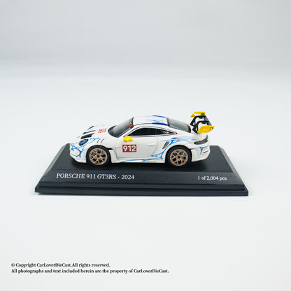 MINICHAMPS 1:64 PORSCHE 911 (992) GT3 RS - 2024 - WHITE W YELLOW ACCENTS  - EXCLUSIVE FOR CLDC