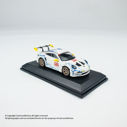 MINICHAMPS 1:64 PORSCHE 911 (992) GT3 RS - 2024 - WHITE W YELLOW ACCENTS  - EXCLUSIVE FOR CLDC