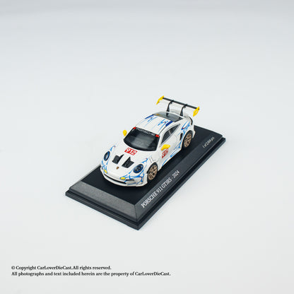 MINICHAMPS 1:64 PORSCHE 911 (992) GT3 RS - 2024 - WHITE W YELLOW ACCENTS  - EXCLUSIVE FOR CLDC