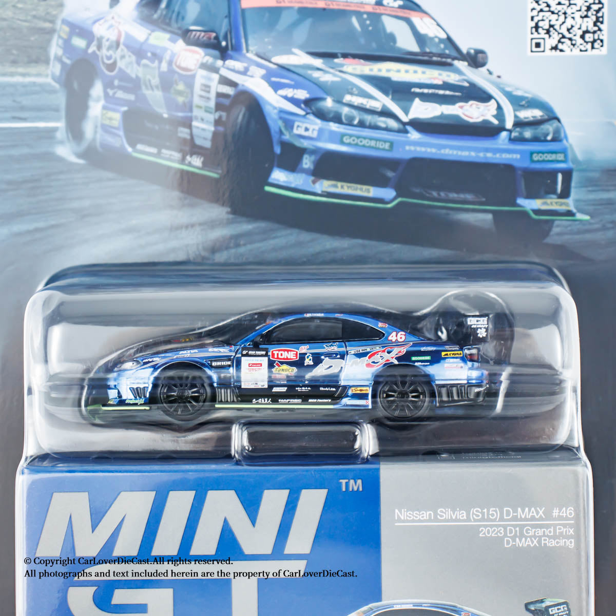 Mini GT 1:64 Nissan Silvia S15 D-MAX #46 D-MAX Racing 2023 D1 Japanese Version in Blister Packaging (MGT00857-BL)