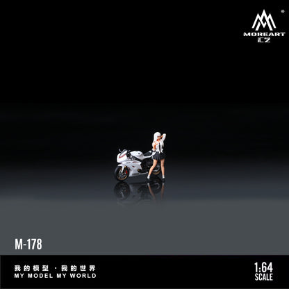 MoreArt 1:64 Yamaha R6 White Girl Motorcycle Doll Set (1 Motorcycle + 1 Figure)