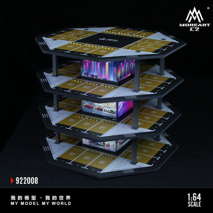 MoreArt 1:64 Octagonal Tower 4 Levels Garage Parking Lot 02 LED Light Scene Diorama Model