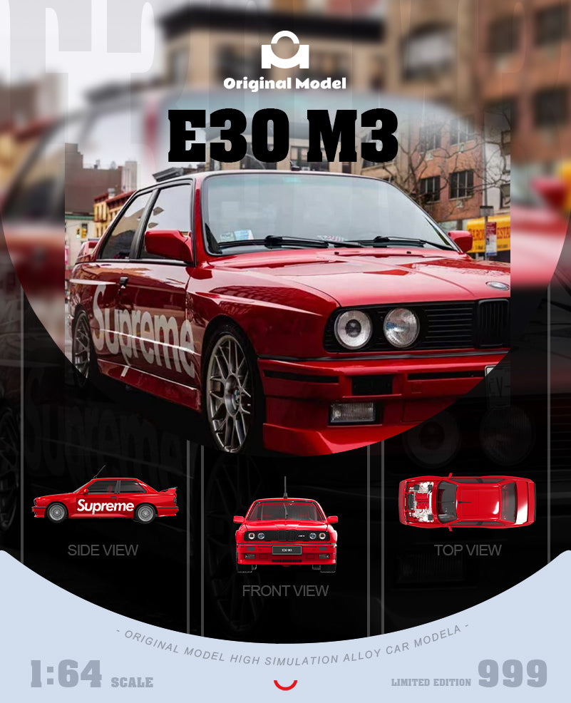 Original Model 1:64 BMW M3 E30 Supreme Edition Openable Front Hood Detailed Engine