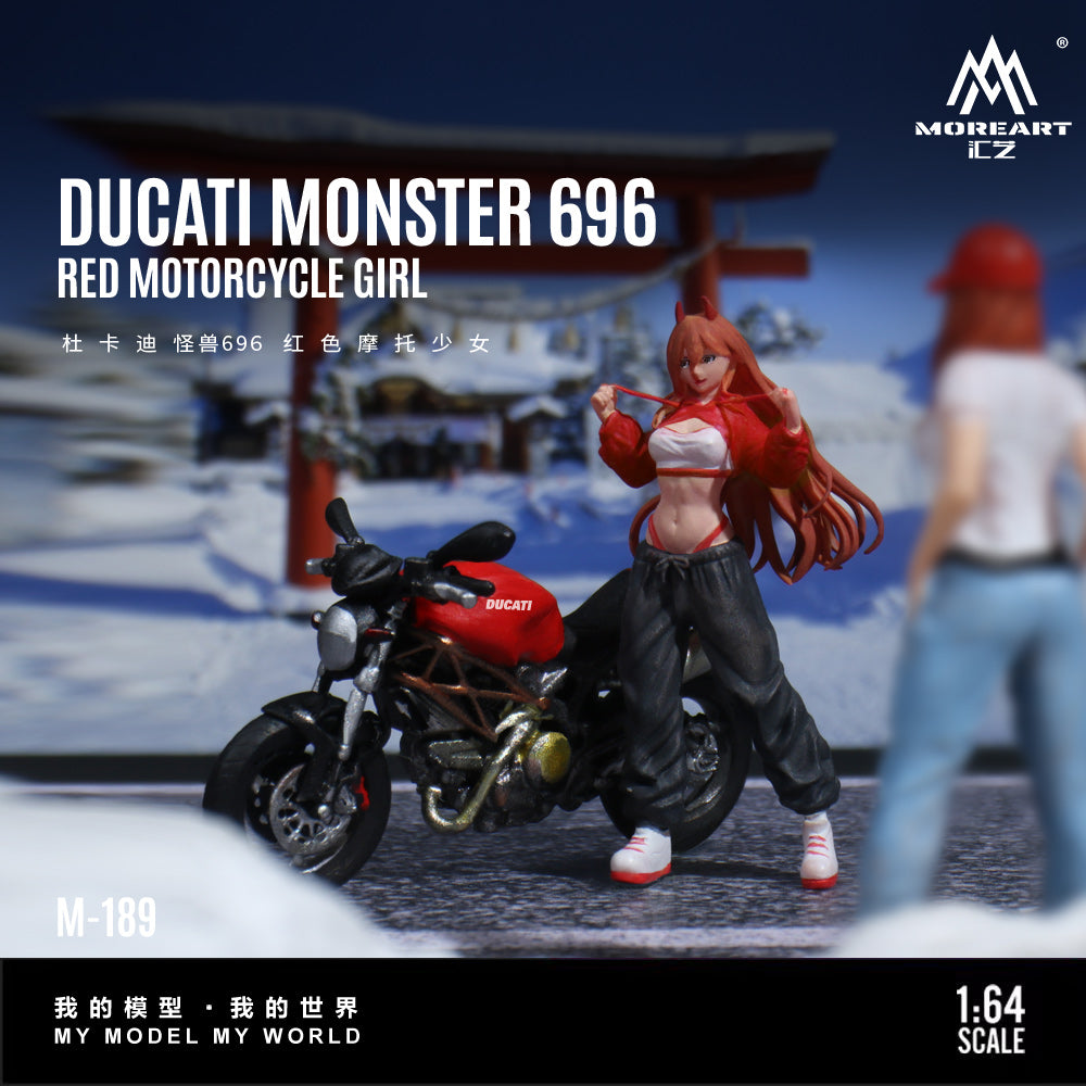 MoreArt 1:64 Ducati Monster 696 Red Girl Motorcycle Doll Set (1 Motorcycle + 1 Figure)