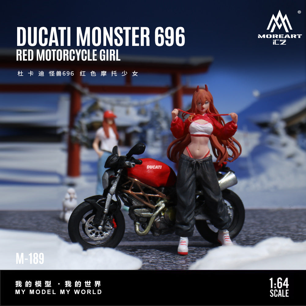 MoreArt 1:64 Ducati Monster 696 Red Girl Motorcycle Doll Set (1 Motorcycle + 1 Figure)