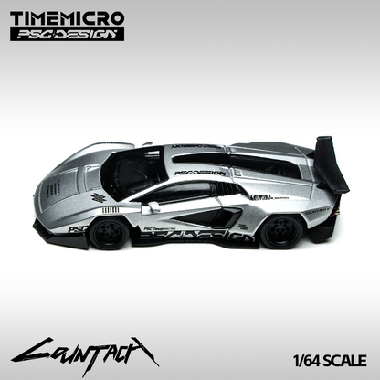 Time Micro X PSC Design 1:64 Lamborghini Countach V Engineer Silver Bullet Edition in Premium Box Packaging