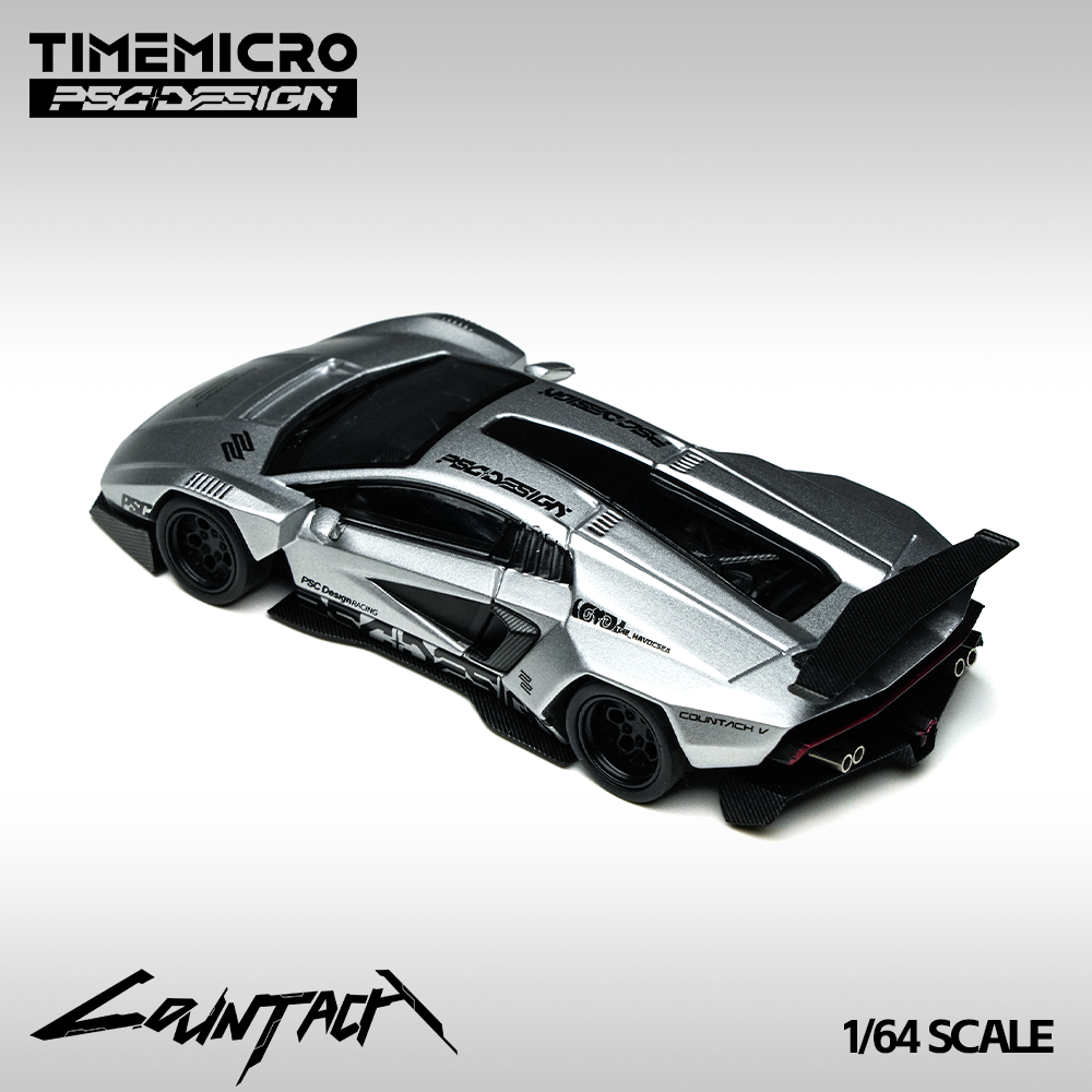Time Micro X PSC Design 1:64 Lamborghini Countach V Engineer Silver Bullet Edition in Premium Box Packaging
