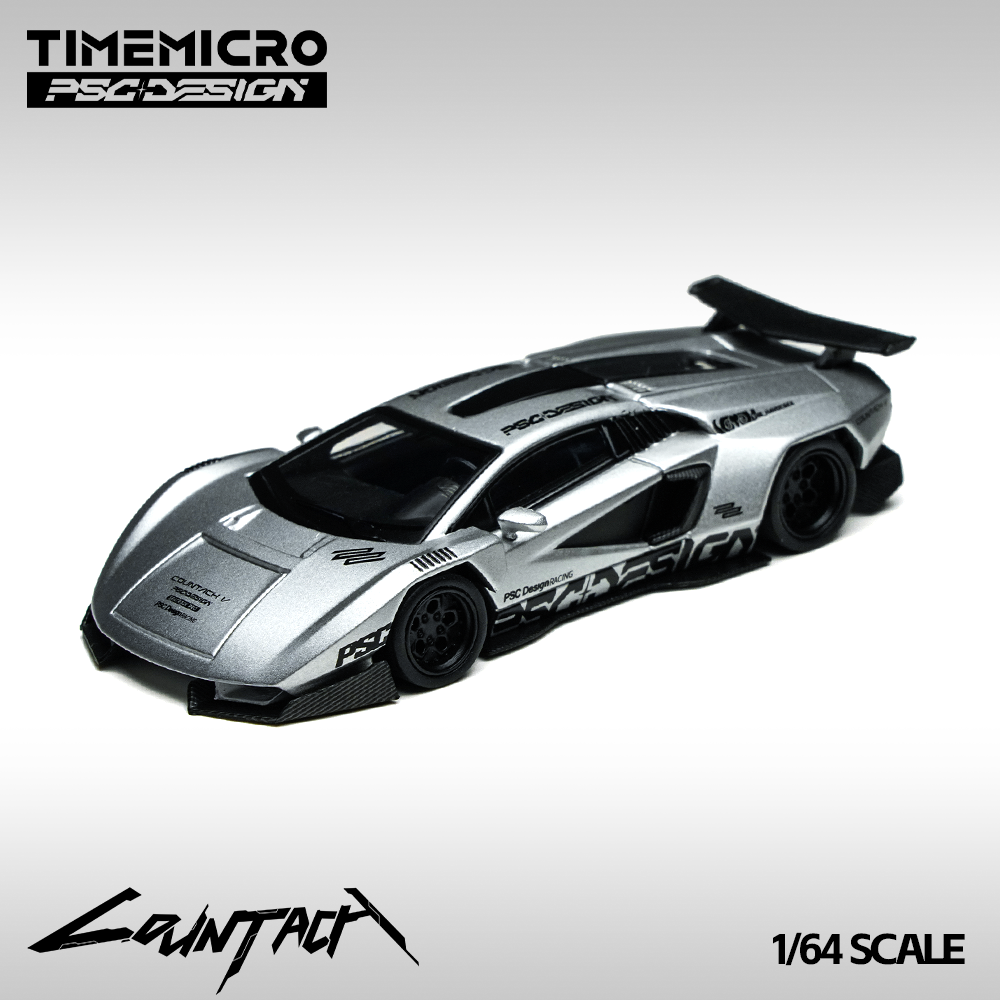 Time Micro X PSC Design 1:64 Lamborghini Countach V Engineer Silver Bullet Edition in Premium Box Packaging